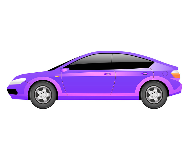 Purple sedan cartoon vector illustration