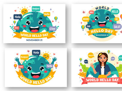 12 World Hello Day Illustration