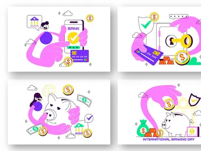 6 International Banking Day Illustration