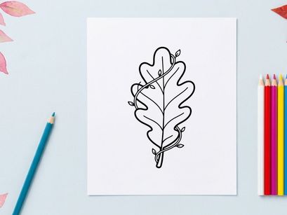 Minimalist line art of a leaf. Elegant botanical illustration for design projects