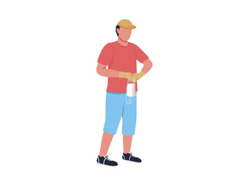 Guy picks up disposable surgical masks semi flat color vector character preview picture