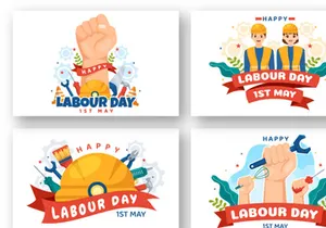 16 Happy Labor Day Vector Illustration