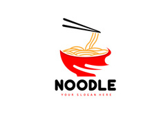 Noodle Logo, Ramen Vector, Chinese Food, Fast Food Restaurant Brand Design, Product Brand, Cafe