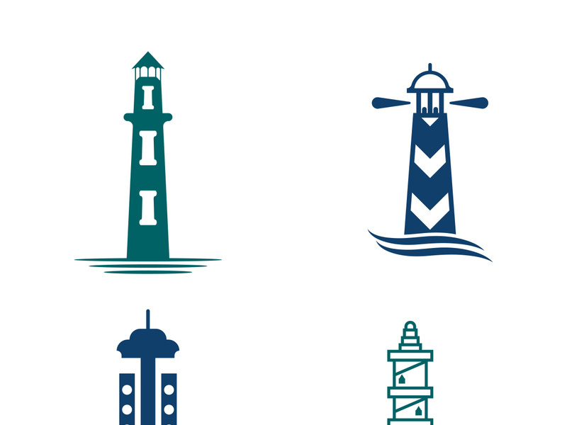 Lighthouse icon logo and vector illustration beacon tower design vintage symbol