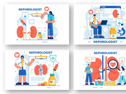 9 Nephrologist Vector Illustration