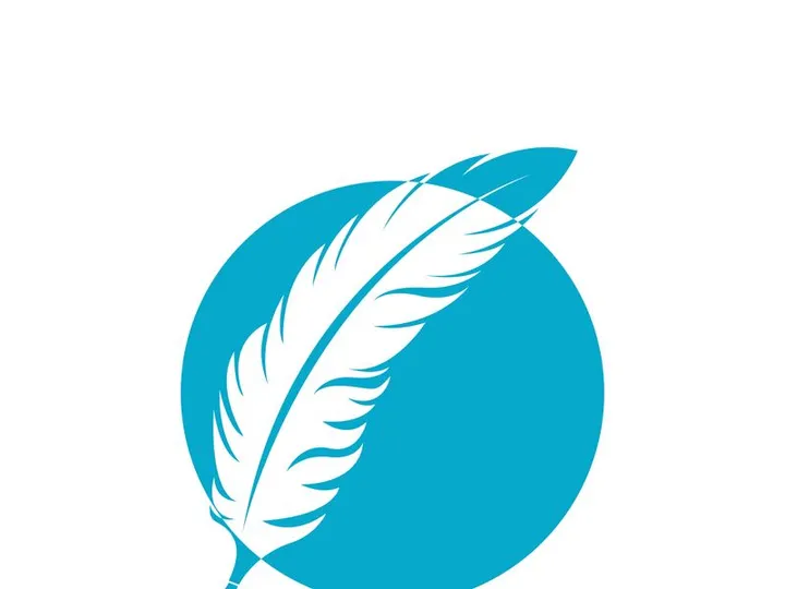 Feather quill design icon and logo illustration classic stationery