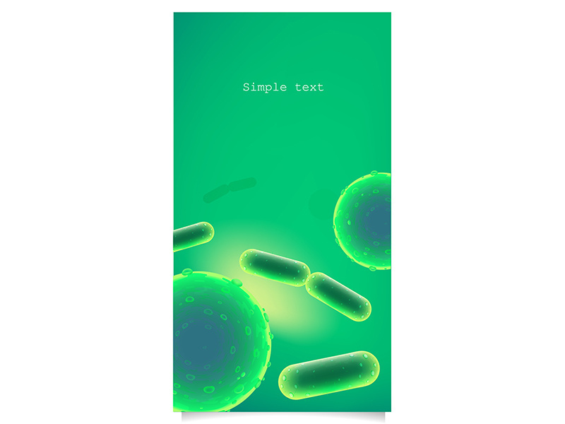 Bacteria 3d color vector background with text space