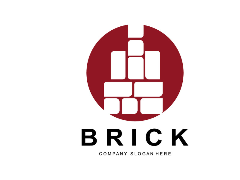 Bricks Logo Design, Material Stone Illustration Vector, Building Construction Icon