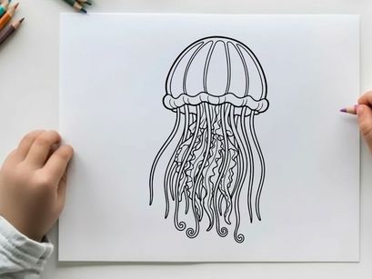 Jellyfish underwater floating sea life vector illustration