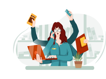 Multitasking Woman Illustration preview picture