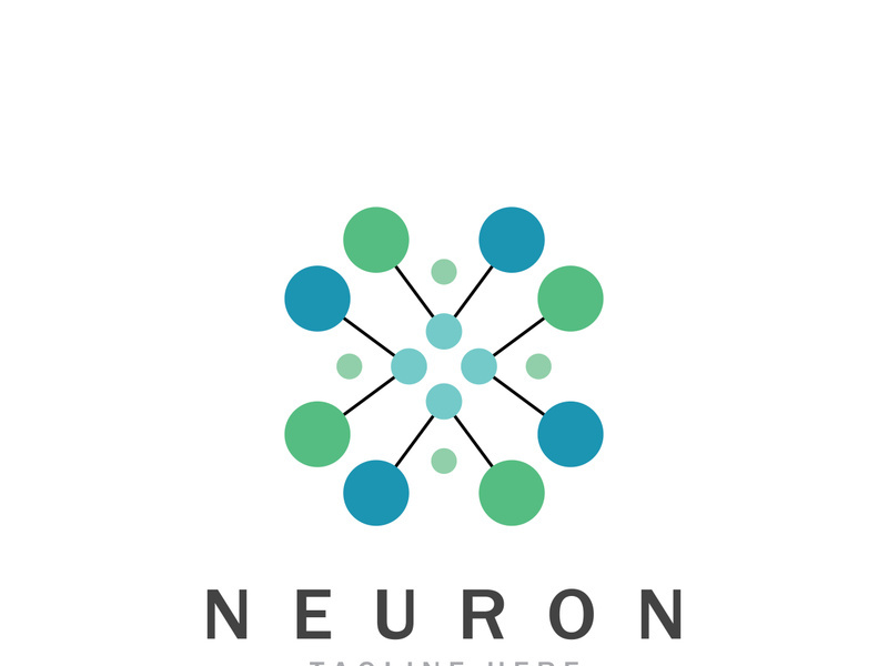 Neuron logo or nerve cell logo design,molecule logo illustration template icon with vector concept