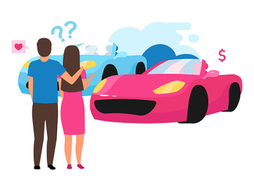 Family choosing automobile flat vector illustration preview picture