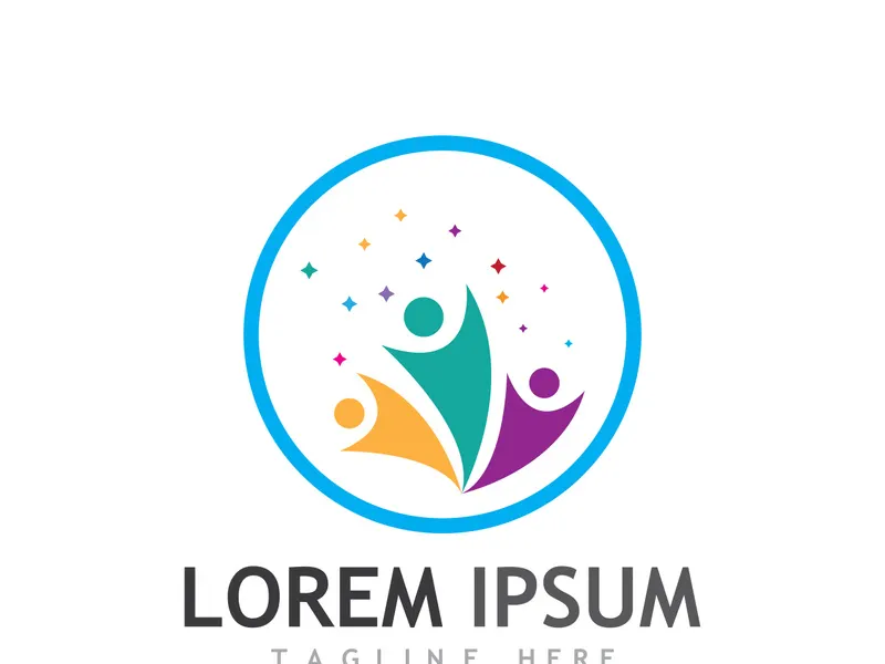 Community of people logo design with creative idea.