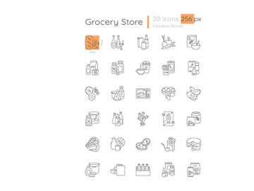 Grocery linear icons set preview picture