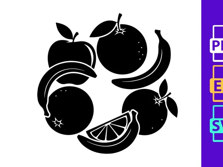 Black and White Fresh Fruit Circle