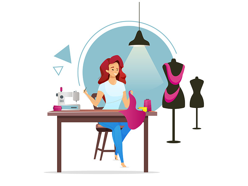 Dressmaker flat color vector illustration