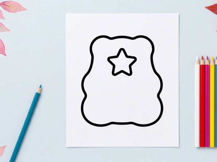 Halloween badge with golden star on white background. Spooky holiday emblem for party invitations and festive designs.