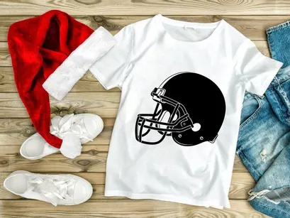 American football helmet illustration in black and white