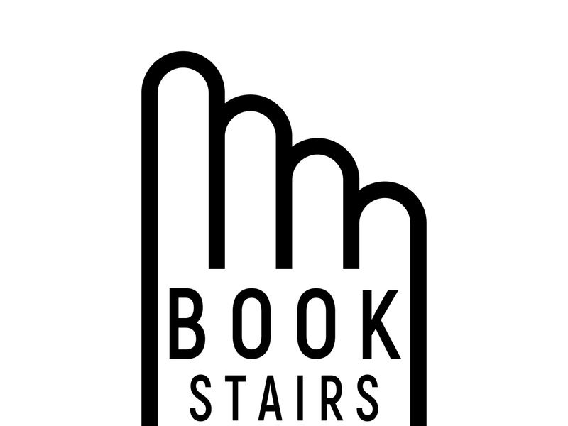 book stairs logo, or library for bookstores, book companies, publishers, encyclopedias, libraries, education, digital books, vectors