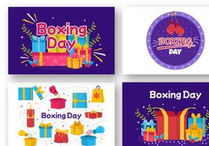 12 Boxing Day Sale Vector Illustration