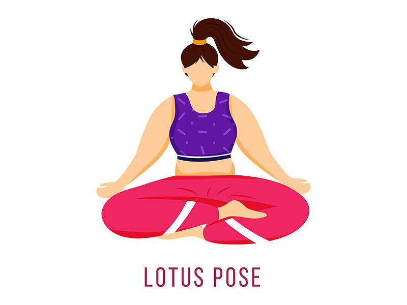 Lotus pose flat vector illustration