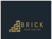 creative brick logo designs for buildings, architectural buildings, civil engineering, building materials shops