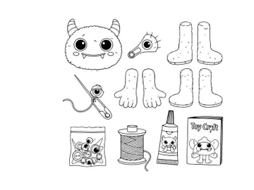 Cute toy craft monster eyes vector illustration flat design preview picture