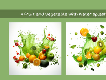Fruit and vegetable with water splash preview picture