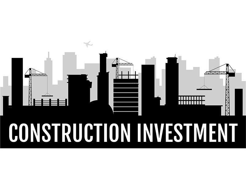Construction investment black silhouette banner vector template