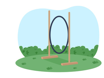 Hoop for pet training 2D vector web banner, poster preview picture