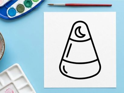 Candy corn icon for Halloween. Minimalist vector graphic of a seasonal holiday treat.