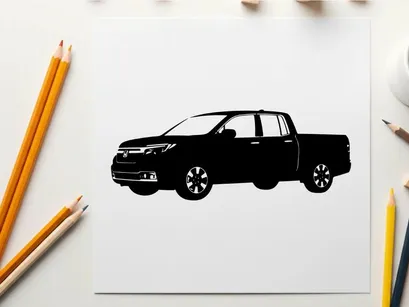 Silhouette of a pickup truck with a crew cab silhouette