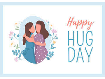 Happy hug day poster flat vector template preview picture