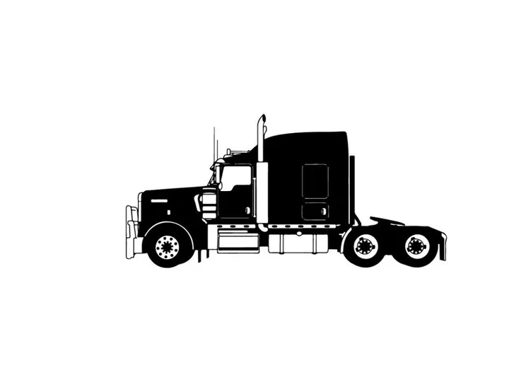 Silhouette of a semi truck with sleeper cabin