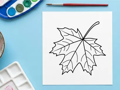 Detailed maple leaf illustration. Artistic botanical drawing for design projects
