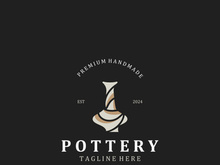 Pottery logo design handmade, creative traditional mug craft concept inspiration nature workshop