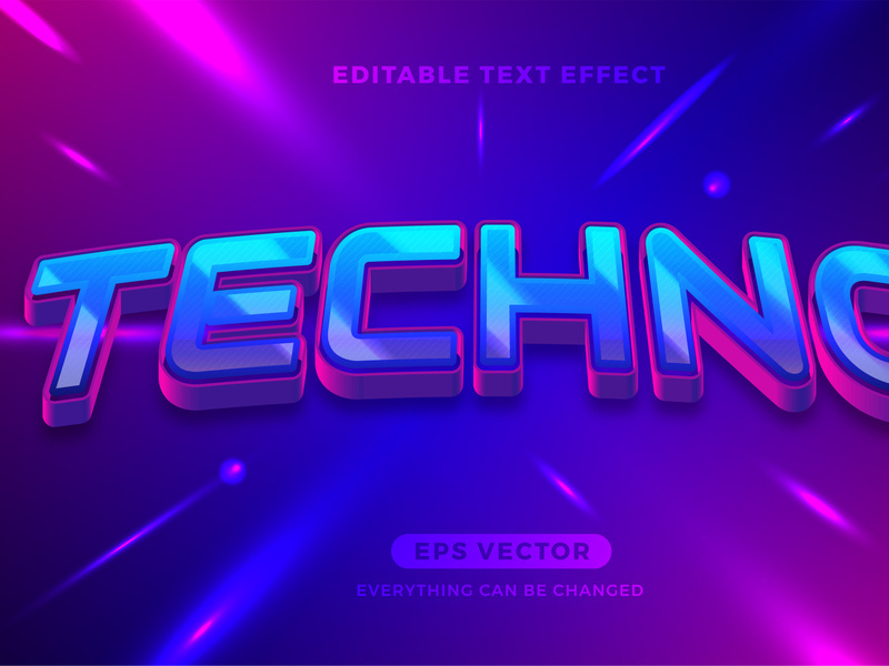 Techno editable text effect style vector