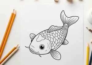 Cute koi fish swimming vector illustration flat design