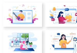 20 Video Tutorials Background Vector Illustration