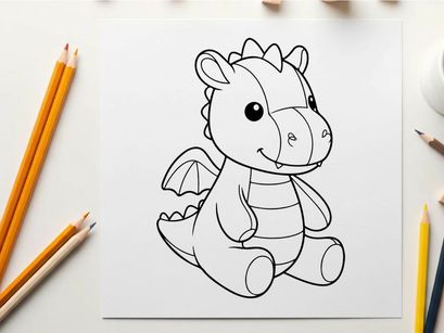 Cute baby dragon sitting vector illustration flat design