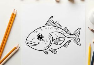 Cute cartoon fish swimming vector illustration flat design
