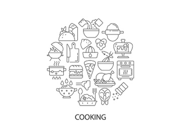 Food cooking abstract linear concept layout with headline preview picture