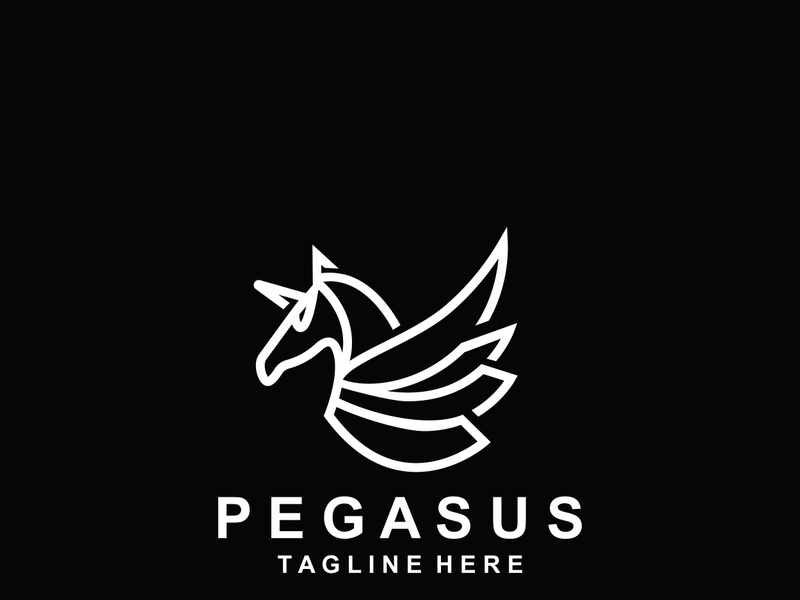 Pegasus horse Logo minimalist, Line art, Modern simple mascot, Mystic premium emblem