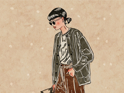 Illustration hand drawing images fashion girl