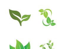 Logos of green tree leaf ecology nature element vector