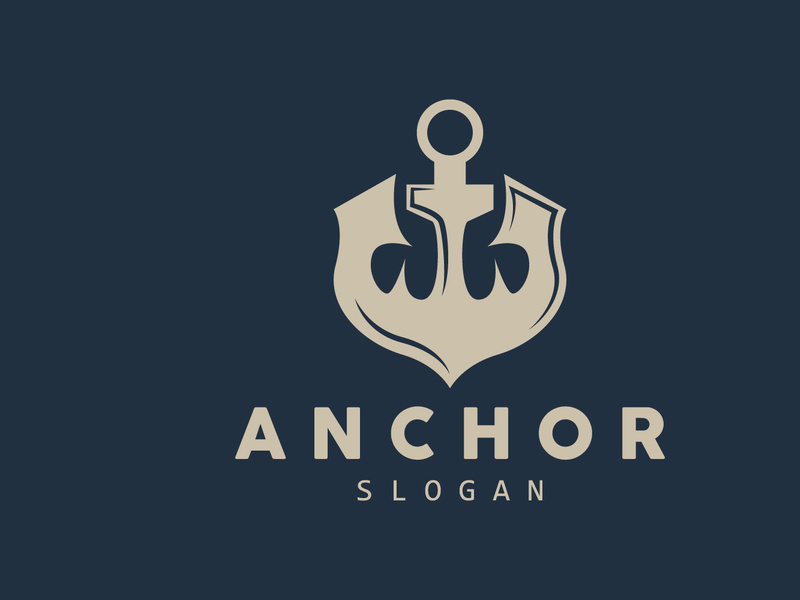 Anchor Logo, Ocean Ship Vector, Simple Minimalist Design