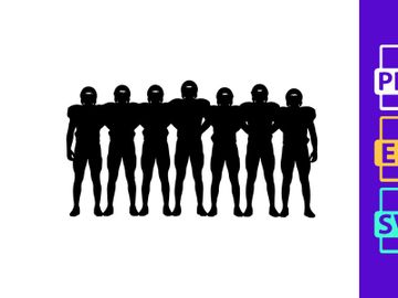 Silhouette of seven humanoid figures standing in a row with arms linked preview picture