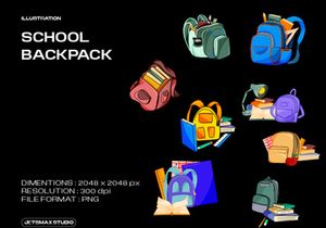 School Backpack Illustration