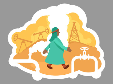 Oil driller 2D vector web banner, poster preview picture