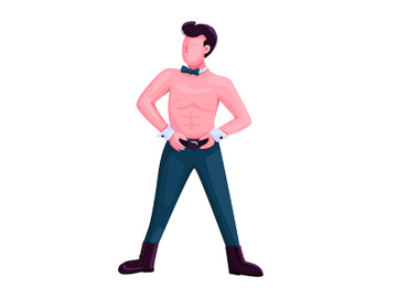 Male strip dancer flat color vector faceless character preview picture